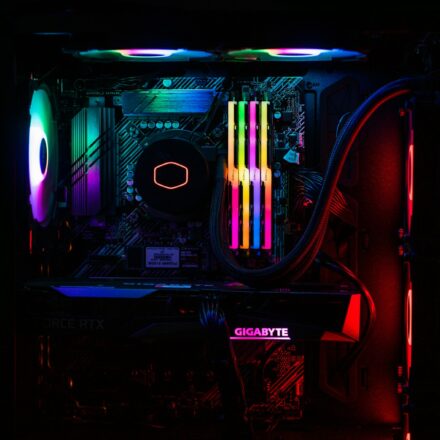 black and blue audio mixer