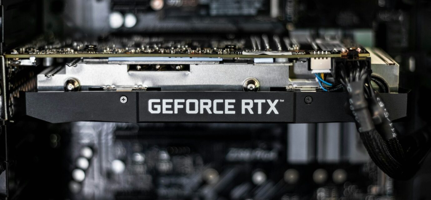 selective focus photography of GEFORCE RTX graphics card