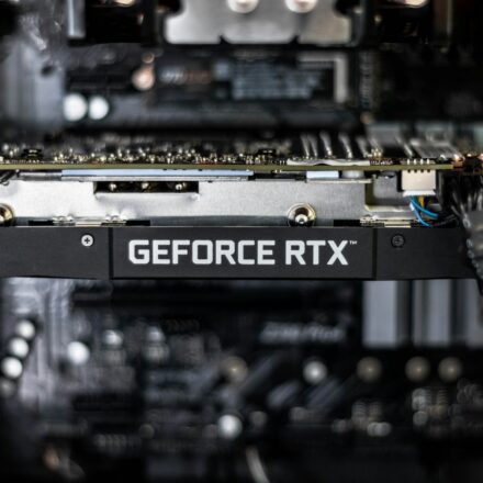 selective focus photography of GEFORCE RTX graphics card