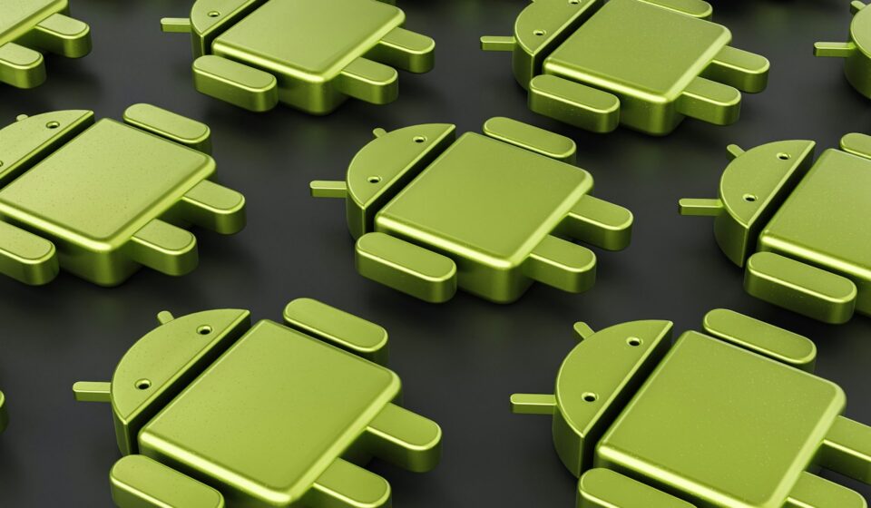 a group of green androids sitting next to each other