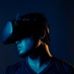 man in black crew neck shirt wearing black headphones