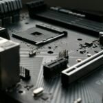 a close up of a motherboard with many components