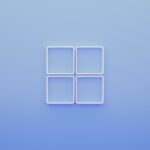 a blue background with a white square in the middle