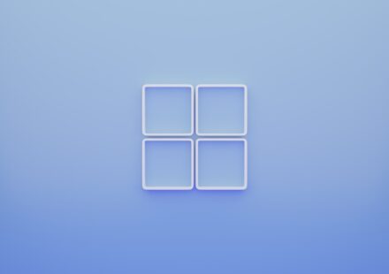 a blue background with a white square in the middle