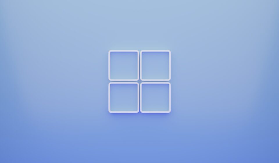 a blue background with a white square in the middle