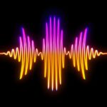 A colorful sound wave on a black background